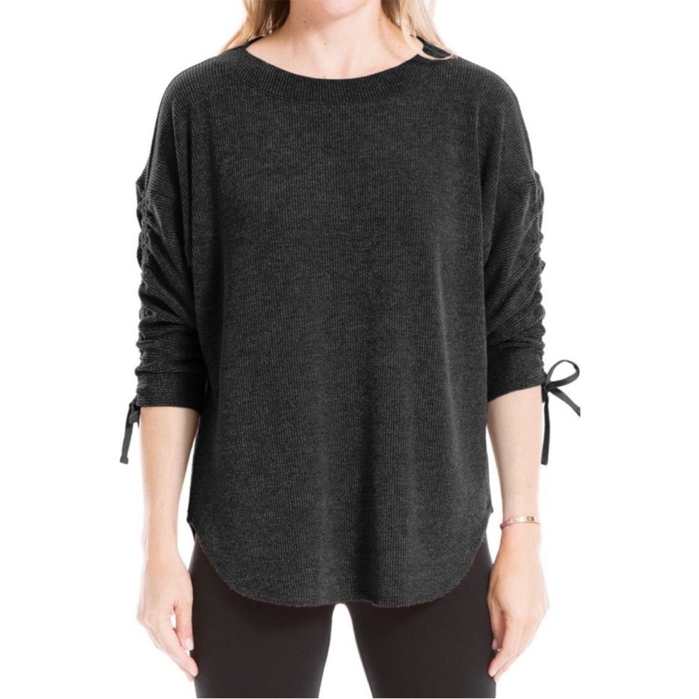 Max Studio Black Cinch Sleeve Sweater